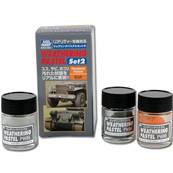 Lot de 3 pots de poudre de pastels - voiture, militaire - Mr Hobby