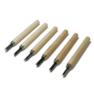 Set de 6 mini ciseaux à bois - manche en bois - Multirex