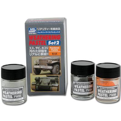 Lot de 3 pots de poudre de pastels - voiture, militaire - Mr Hobby